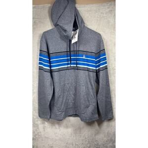 Penguin by Munsingwear NEW Mens Lg Pullover Hoodie Pocket Striped Gray Blue Logo